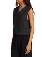 Stretch-Wool V-Neck Vest