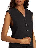 Stretch-Wool V-Neck Vest