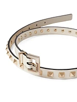 Rockstud Belt In Shiny Calfskin 15 MM