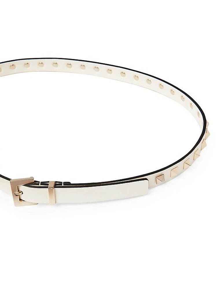 Rockstud Belt In Shiny Calfskin 15 MM