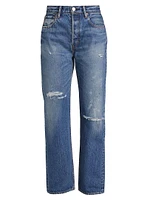 Gulfport Distressed Wide-Straight Jeans