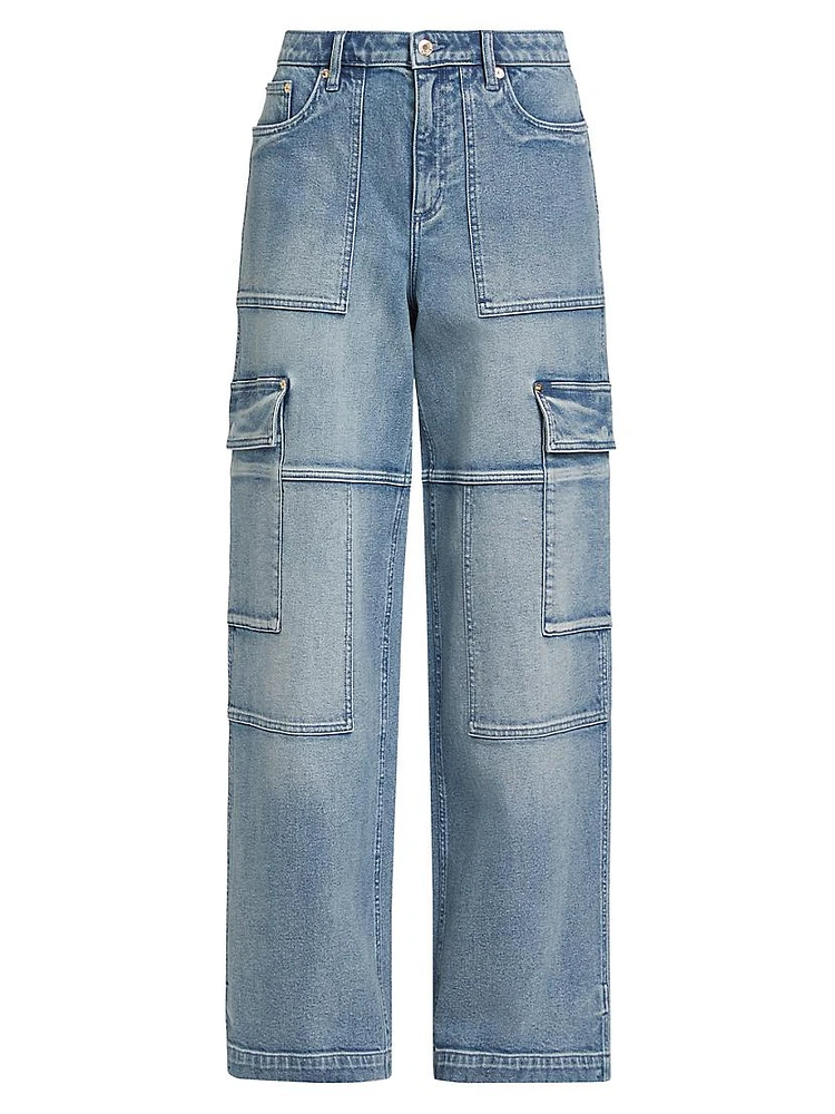 Cotton-Blend Wide-Leg Cargo Jeans