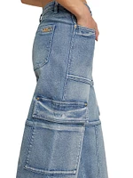 Cotton-Blend Wide-Leg Cargo Jeans