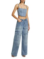 Cotton-Blend Wide-Leg Cargo Jeans