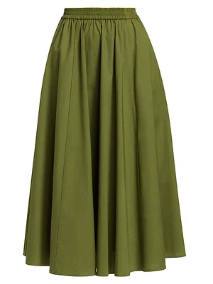 Cotton Elasticized Midi-Skirt