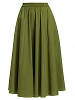 Cotton Elasticized Midi-Skirt