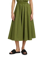 Cotton Elasticized Midi-Skirt