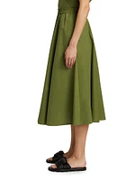 Cotton Elasticized Midi-Skirt