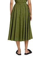 Cotton Elasticized Midi-Skirt