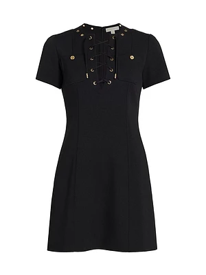 Cotton Short-Sleeve Minidress