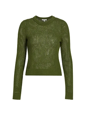 Open-Knit Merino-Wool Crewneck Sweater