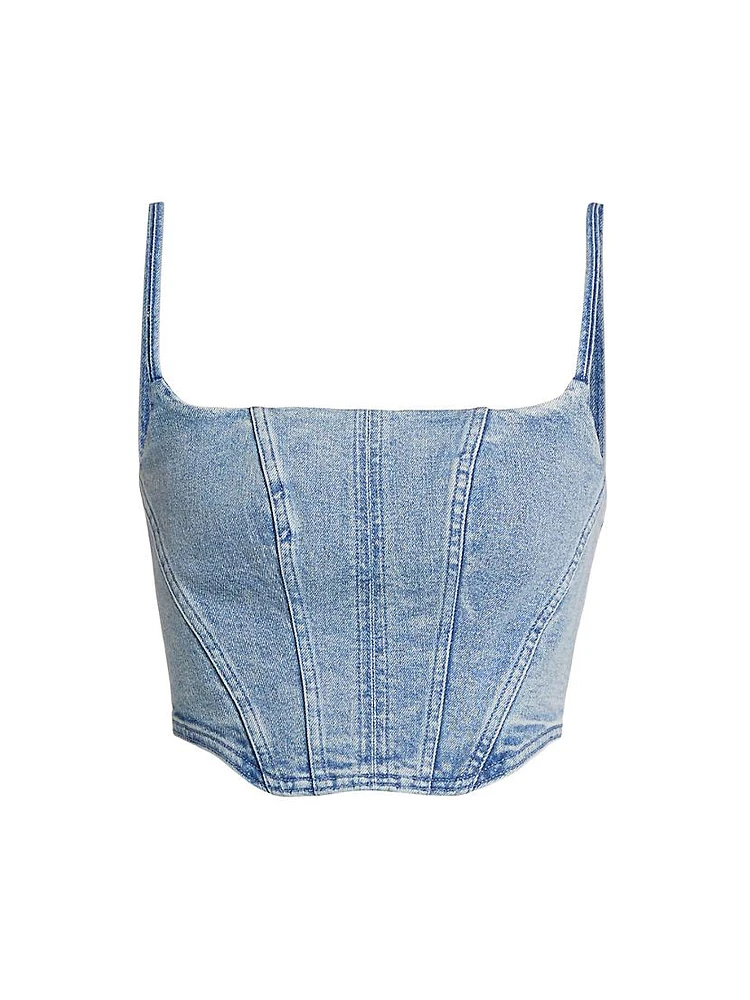 Cotton Denim Bustier Top