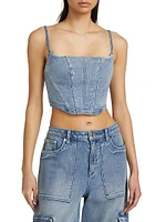 Cotton Denim Bustier Top