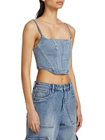 Cotton Denim Bustier Top