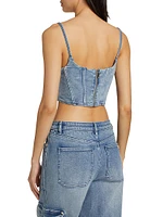 Cotton Denim Bustier Top