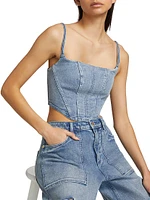 Cotton Denim Bustier Top