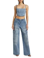 Cotton Denim Bustier Top