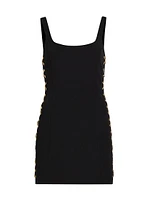 Chain-Detail Crepe Sleeveless Minidress