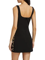 Chain-Detail Crepe Sleeveless Minidress