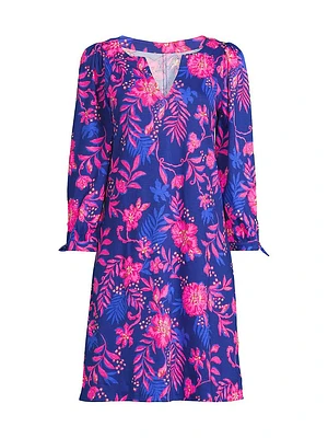 Cath Neon Floral Cotton A-line Dress