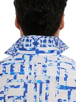 Triton Printed Stretch Cotton Button-Front Shirt