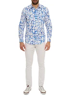 Triton Printed Stretch Cotton Button-Front Shirt