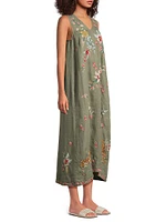 Andrean Floral Linen Tank Dress