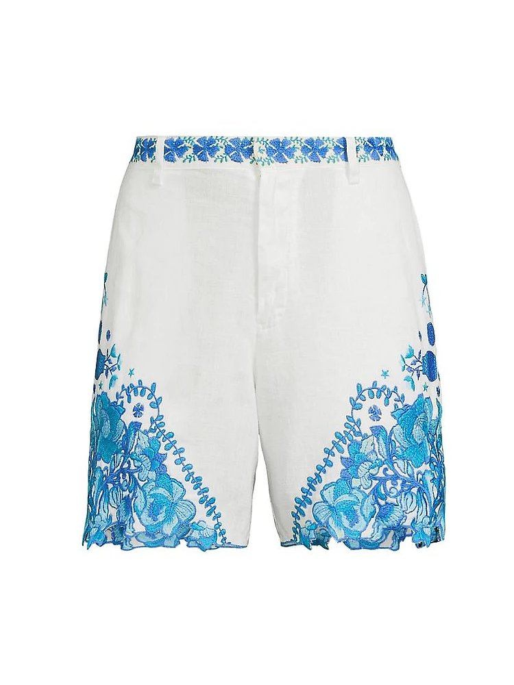 Tai Embroidered Linen Shorts