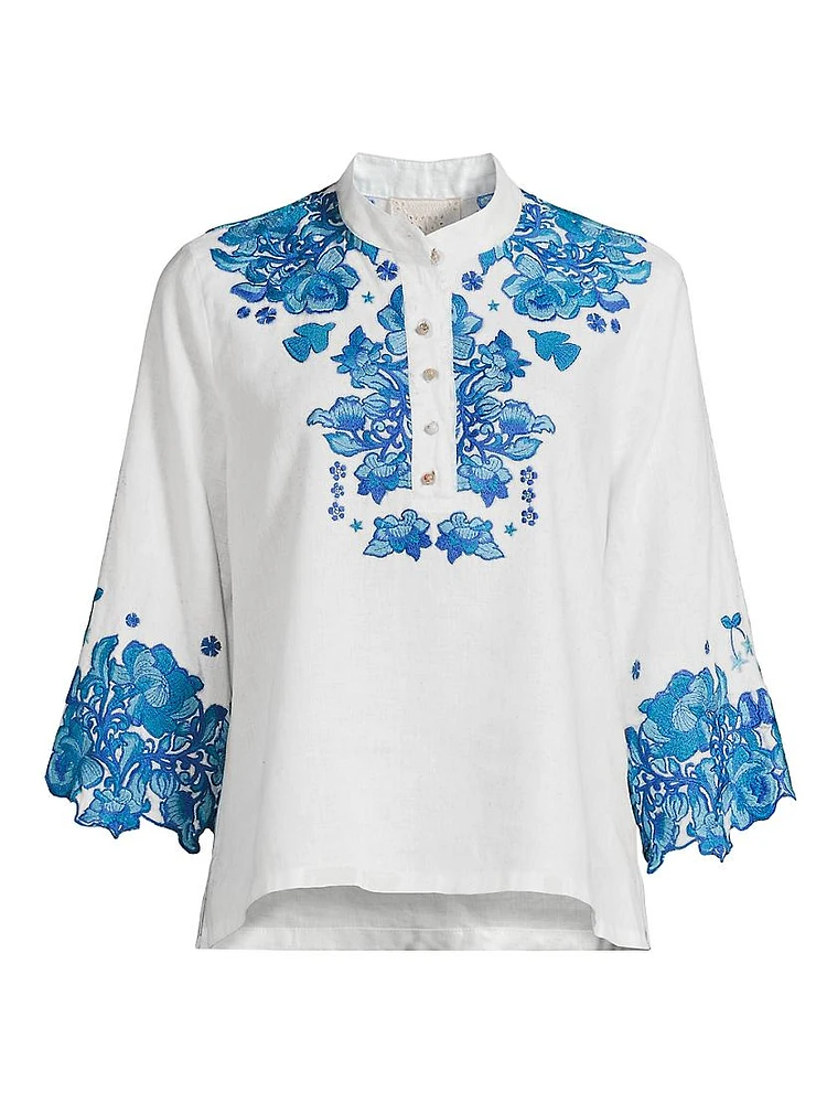 Elly Embroidered Linen Blouse