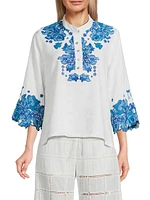 Elly Embroidered Linen Blouse