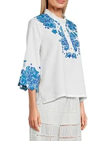 Elly Embroidered Linen Blouse