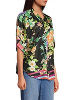 Petalunah Silk Scarf-Print Blouse