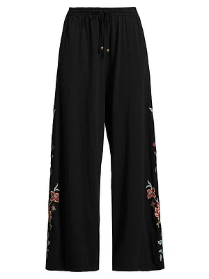 Andrean Embroidered Cotton Pants