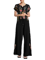 Andrean Embroidered Cotton Pants