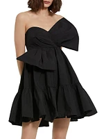 Faille Twist-Bow A-Line Minidress