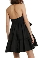 Faille Twist-Bow A-Line Minidress