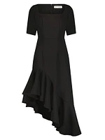 Crepe Asymmetric Midi-Dress