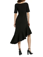 Crepe Asymmetric Midi-Dress