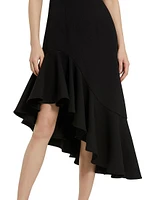 Crepe Asymmetric Midi-Dress