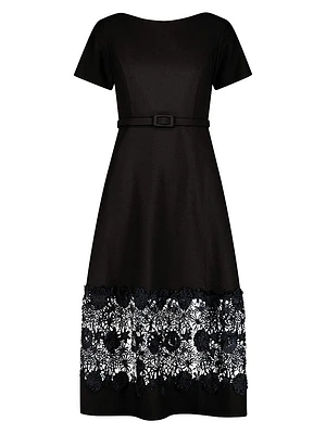 Crepe Fit & Flare Midi-Dress