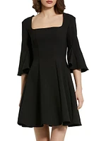 Crepe Godet-Seamed Minidress