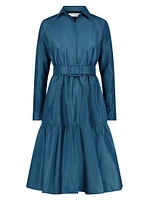 Faille Belted A-Line Shirtdress