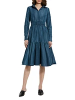 Faille Belted A-Line Shirtdress