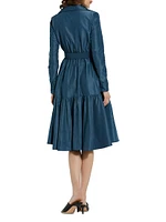 Faille Belted A-Line Shirtdress