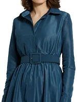 Faille Belted A-Line Shirtdress