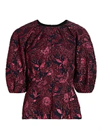 Floral Jacquard Peplum Top