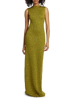 Sequin Mock Neck Knit Gown