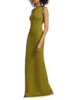 Sequin Mock Neck Knit Gown