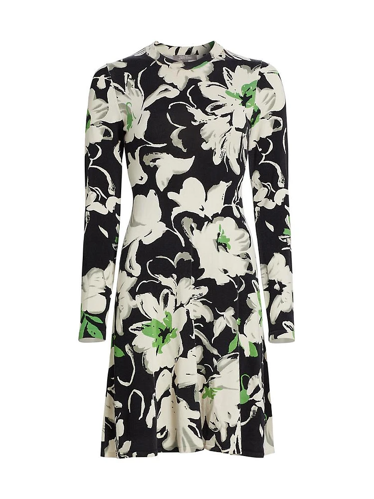 Floral Print Long-Sleeve Minidress