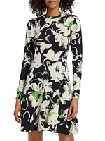 Floral Print Long-Sleeve Minidress